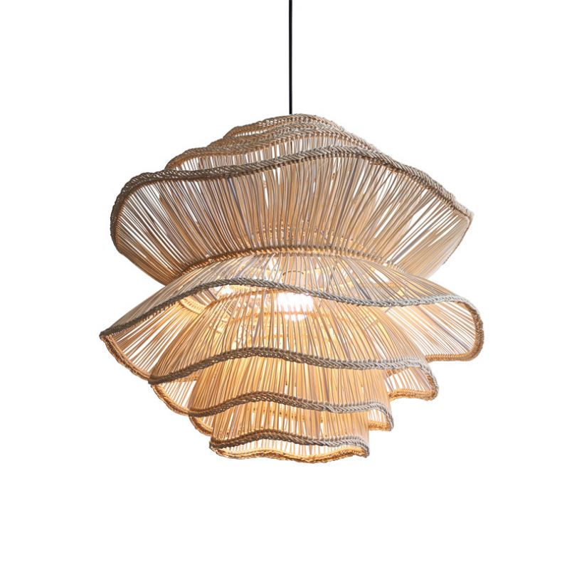 Handwoven Rattan Pendant Lamp Vintage Kitchen Light 3500K Warm White Energy Saving Easy Installation