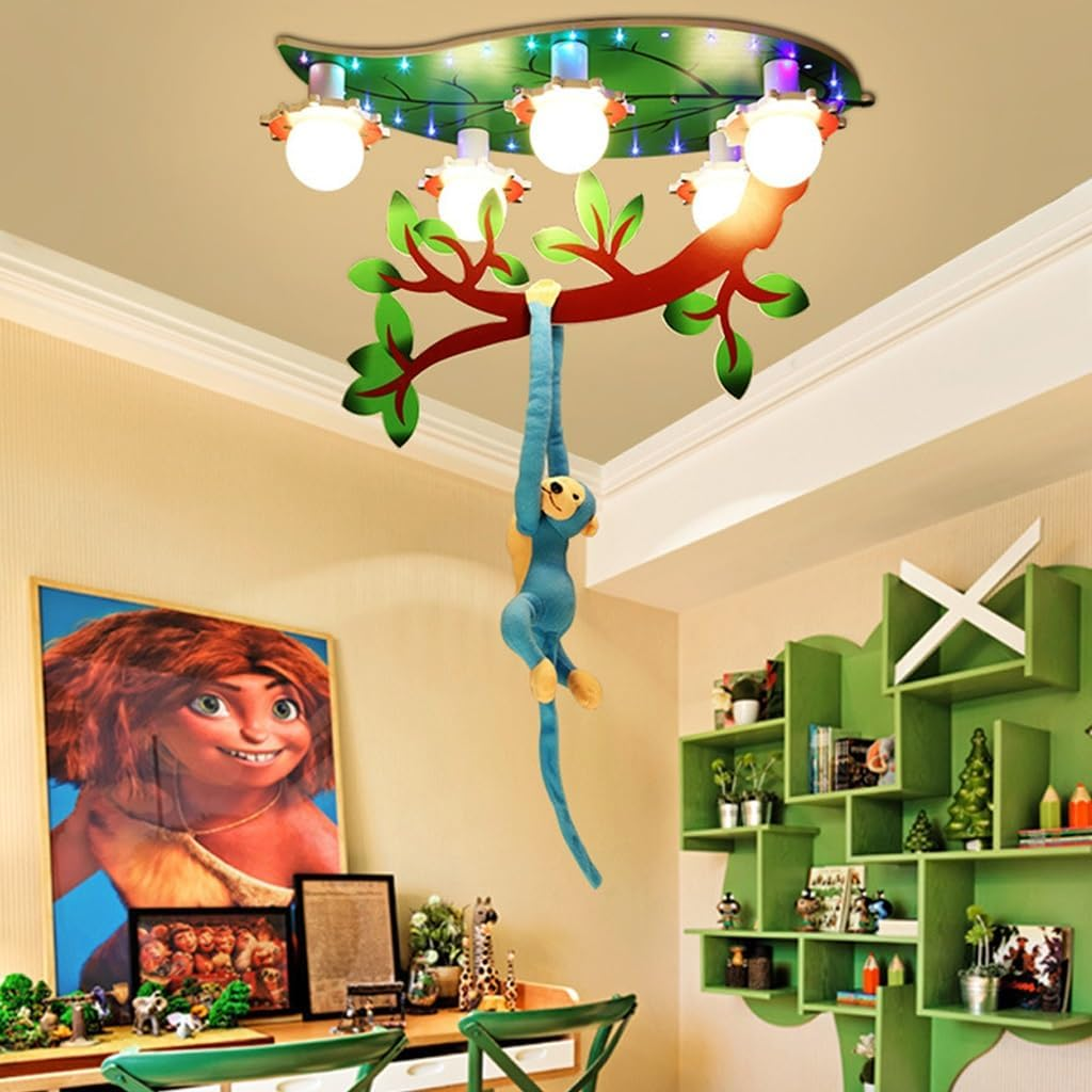 E27 Ceiling Light Modern Children's Chandelier Monkey Shaped Boy Girl Baby Children Nursery Lamps Ceiling Baby Room Living Room