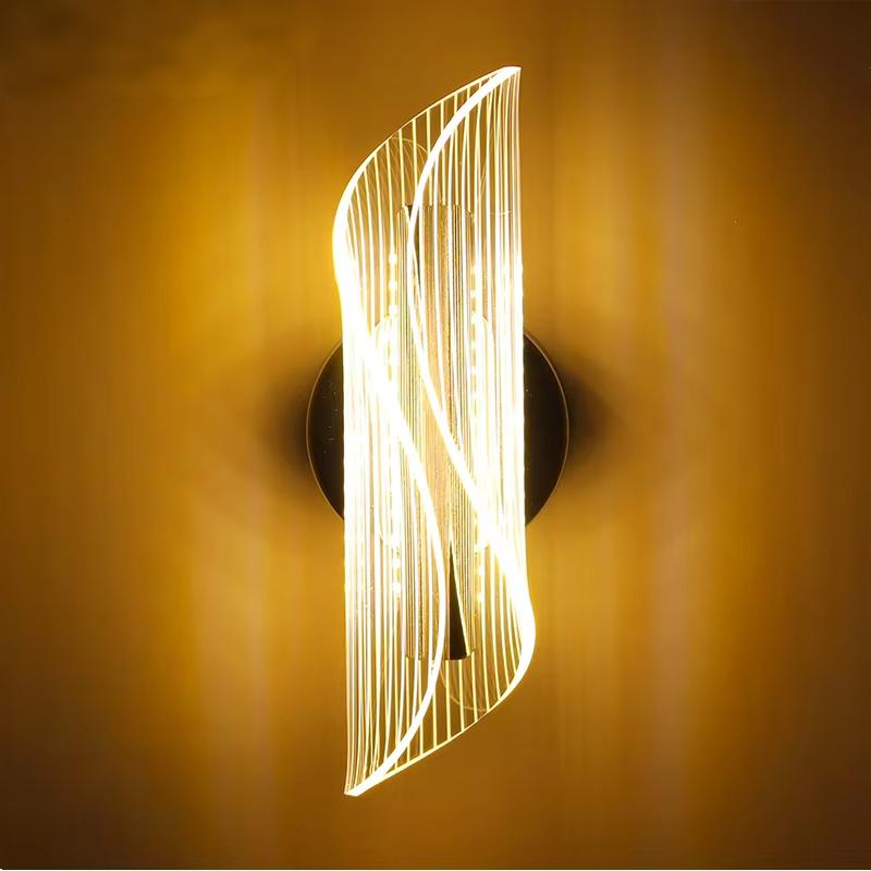 Novelty Wavy Leaf Acrylic Led Wall Lamp Indoor Decorative Sconce for Bedroom Bedside Living Room Corridor Hallway Staircase