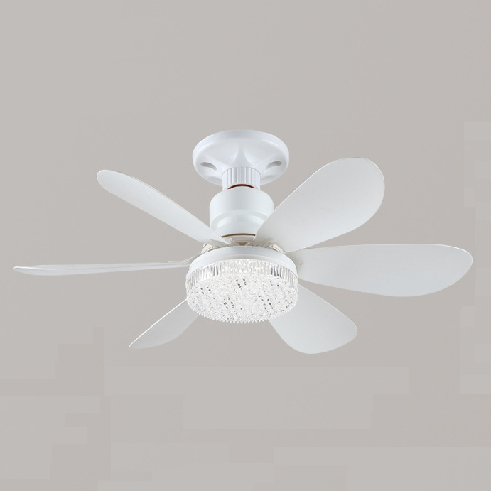 Modern Quiet E27 Led Fan Light 6 Detachable Blades 3 Speed Remote Dimmable for Bedroom Living Room Hotel Home Indoor Decor