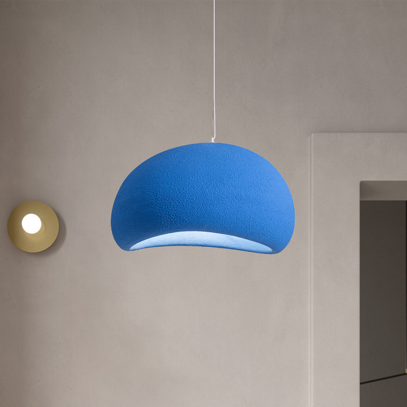 Minimalist Bule Pendant Lamp Large Size Hand Sculpt Stone Texture E27 Fixture for Hotel Lobby Villa Restaurant Bar Household