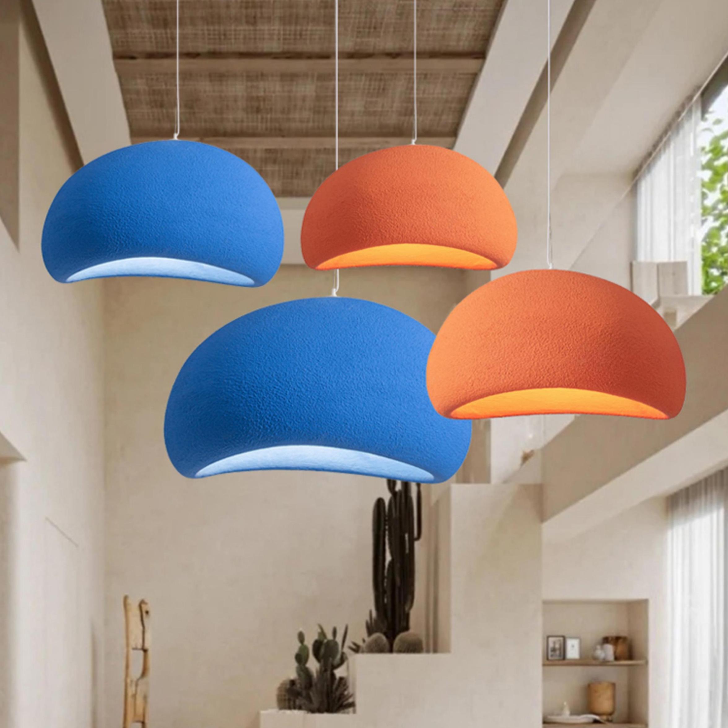 Wabi Sabi Resin Dome Pendant Light Hand Sculpted Rough Stone Texture Adjustable Height E27 Lamp for Dining Room Hotel Bedroom
