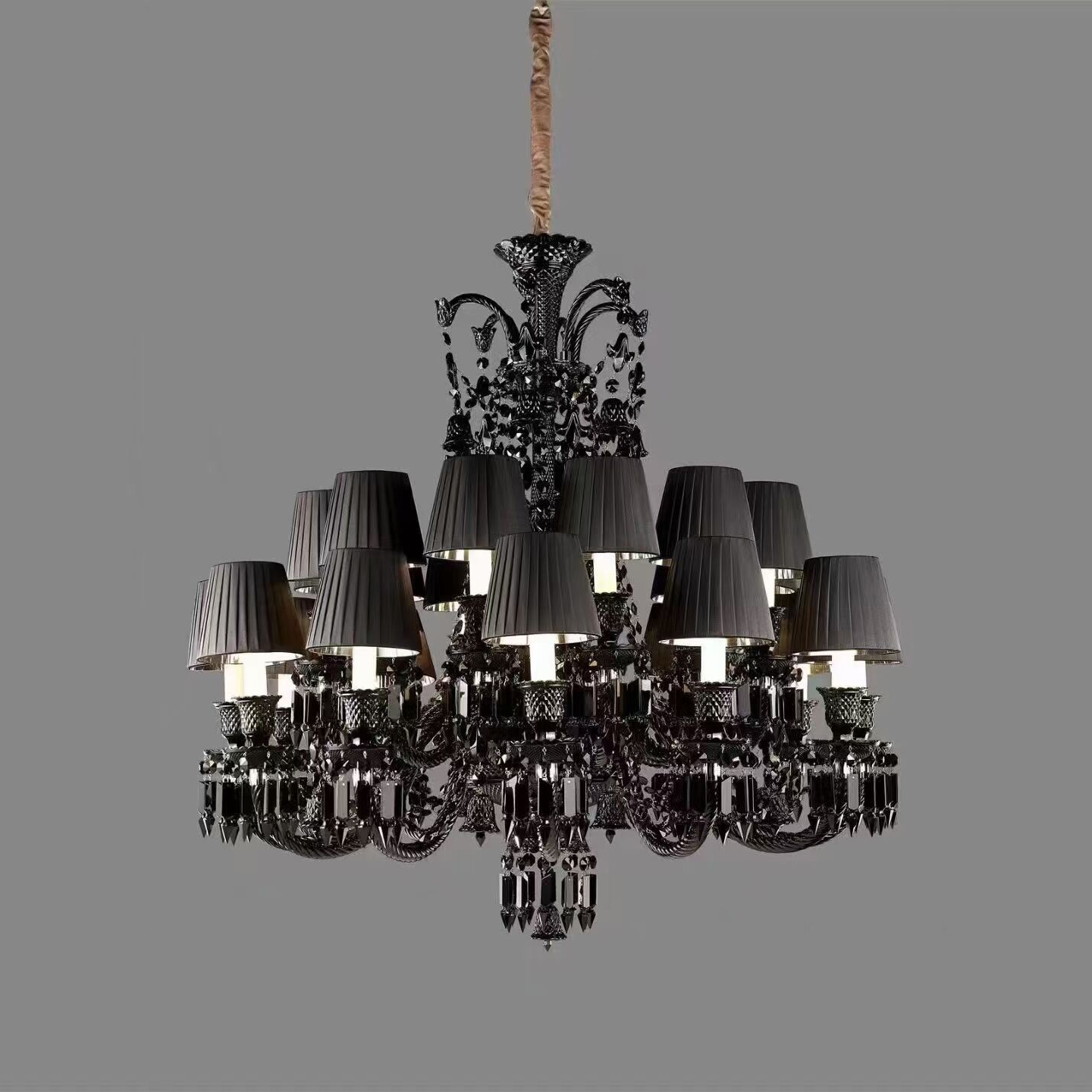Black Iron European Candle Crystal Chandelier Minimal Vintage Decor Light Restaurant Bedroom Coffee Shop Club Commercial Indoor