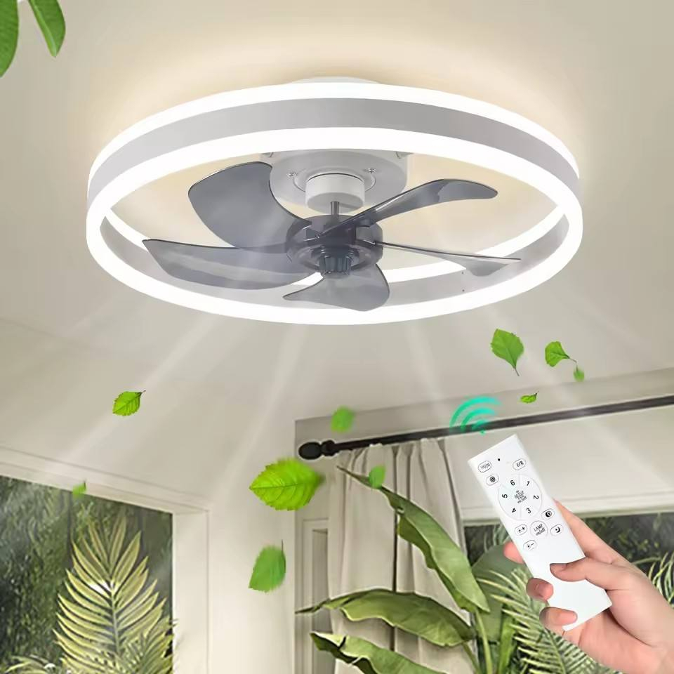 Modern Flush Mount Luxury Bladeless Chandelier Fan Light DC Motor 7-Speed Dimmable Remote Control LED for Bedroom