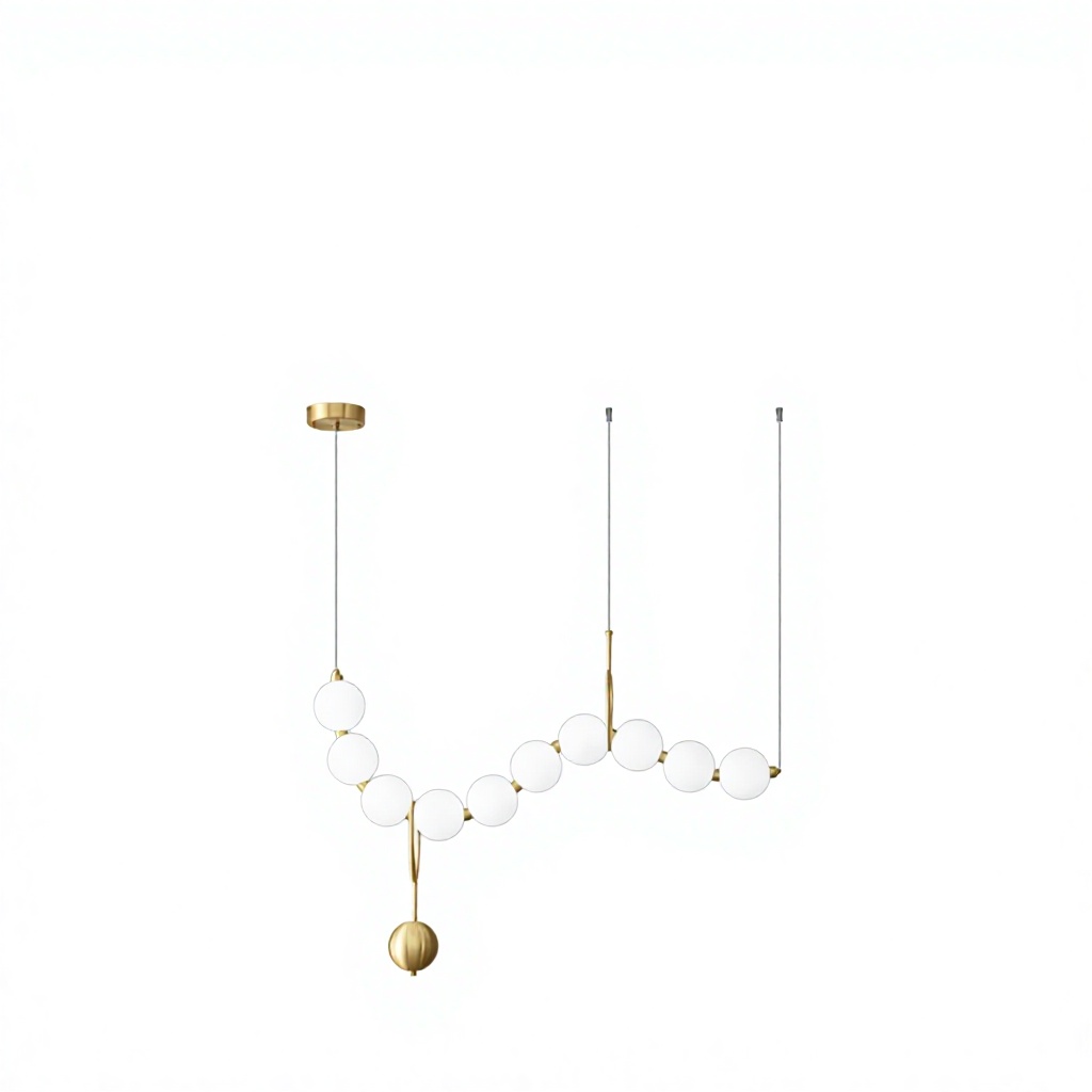 French Pearl Acrylic Metal LED Pendant Light Adjustable Height Nordic Style Luxury Living Room Lighting 2700K