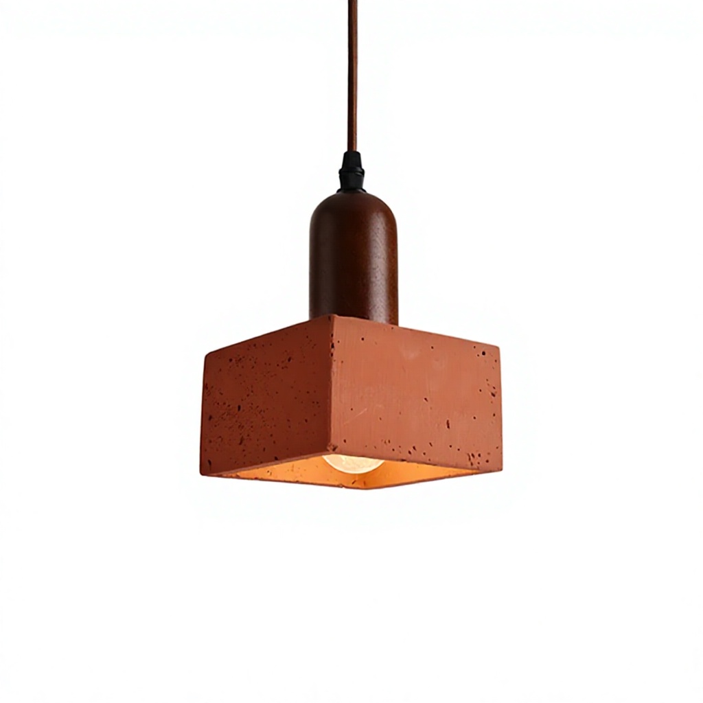 Retro Coral Red Marble Light Industrial Style AC Powered Suspended Pendant Lights for Home Decoration