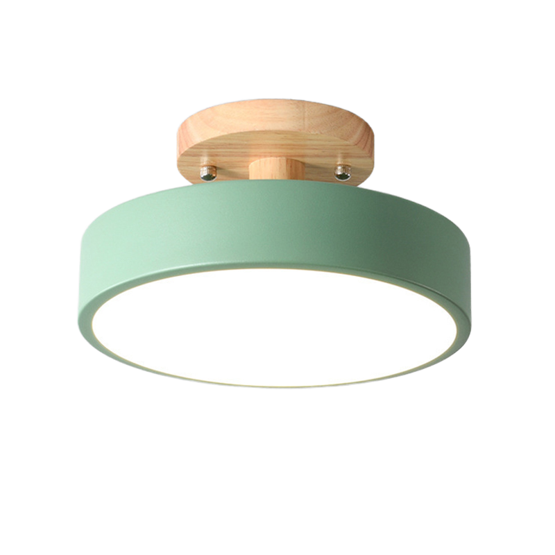 Macaron Ceiling Light 18cm IP44-4 Colors Triple Color Temperature 13W LED Wood & Iron Hallway Entrance Bedroom