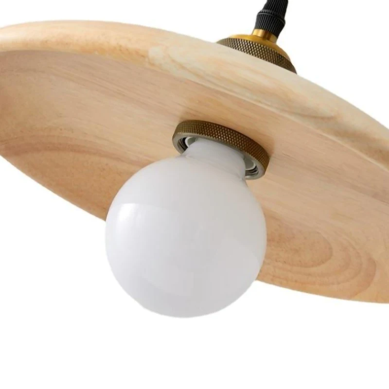 Japan Style Brown Wood Pendant Light Retro LED Hanging Lamp Chandeliers Indoor Lighting Room Decor Living Bedroom Kitchens