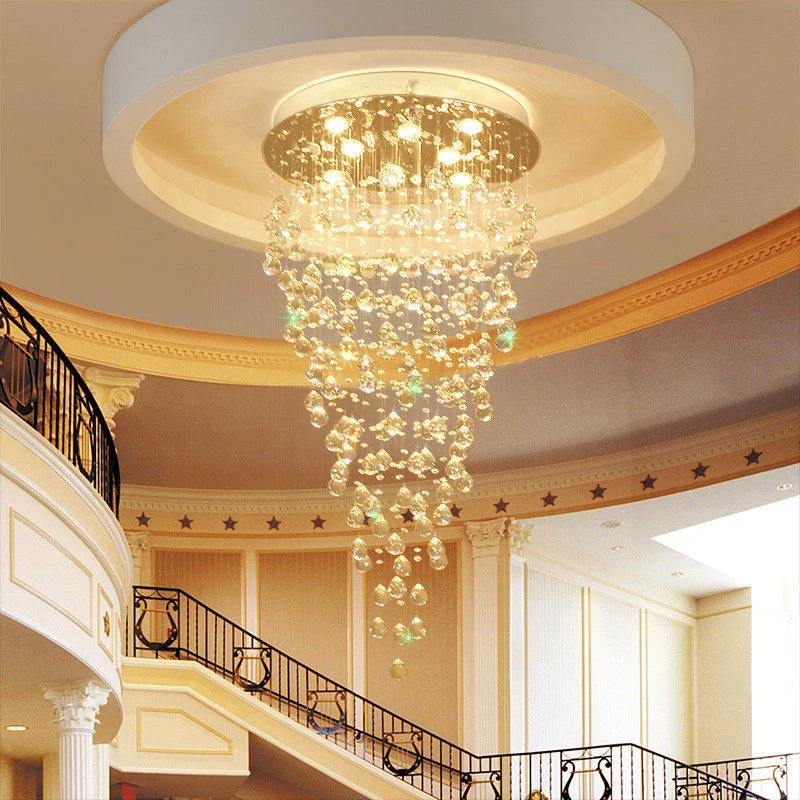 LED Ceiling Lamp Crystal Chandelier Living Room Pendant Light Luxury Stair Light