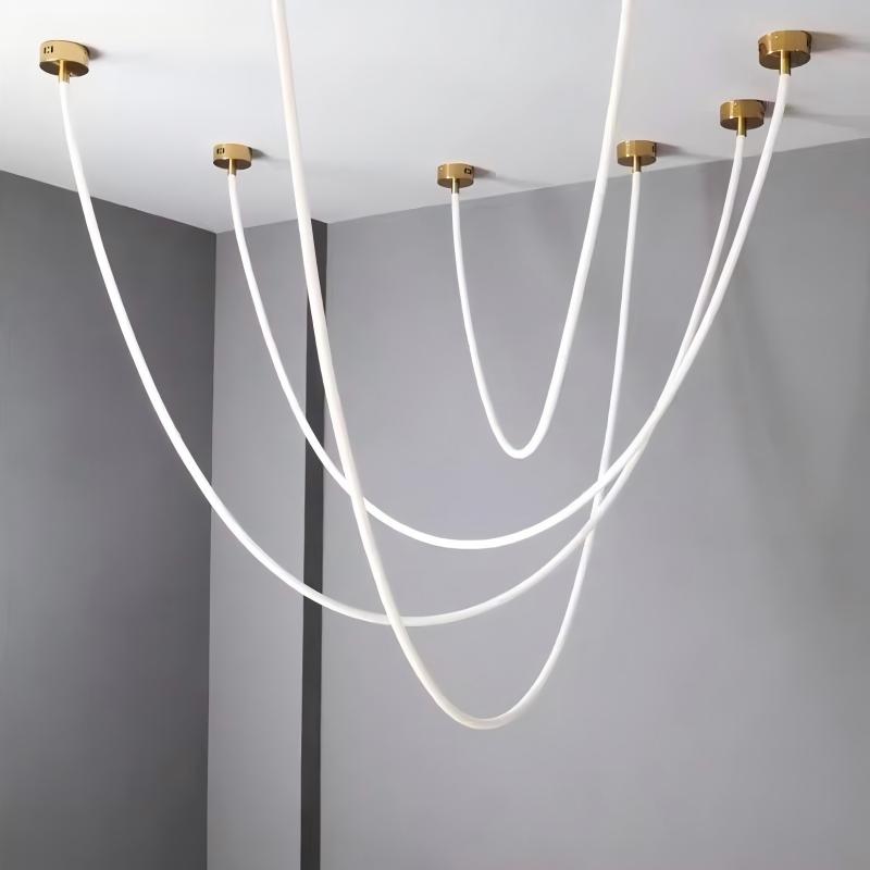 Flexible Silicone Strip LED Hanging Lamp for Dining Room Modern Creative Chandelier Minimalist Linear Light Interior Decor