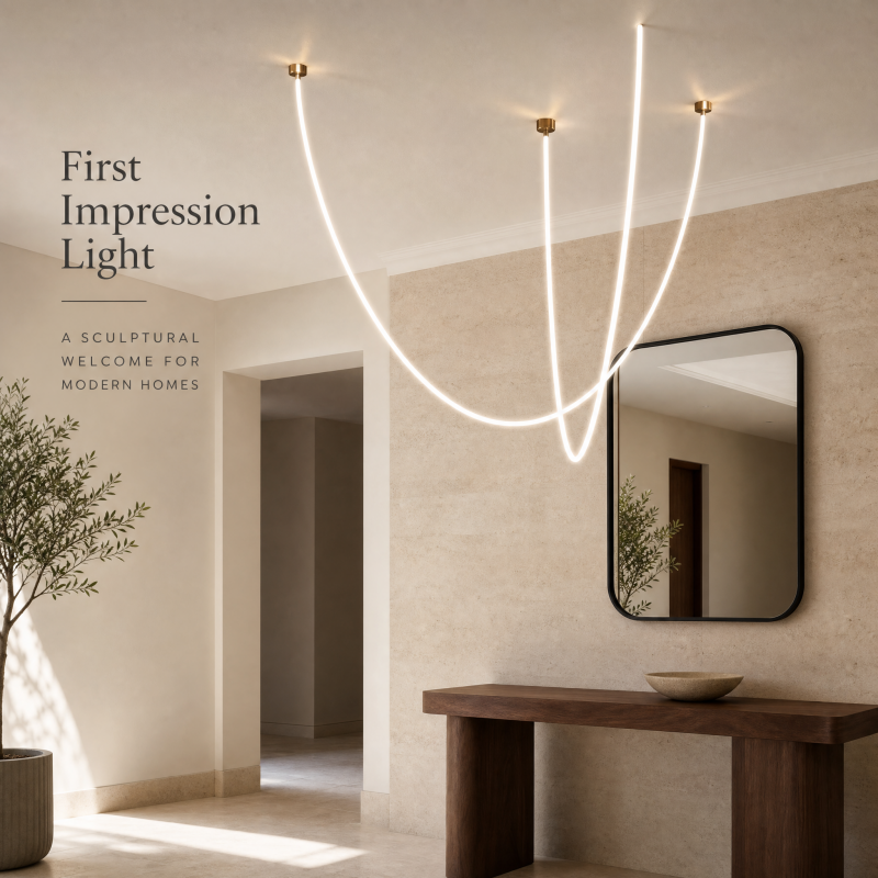 Minimalist Silicone LED Linear Pendant Light Modern Hardware Hanging Lamp for Dining Room Bar Counter Creative Chandelier