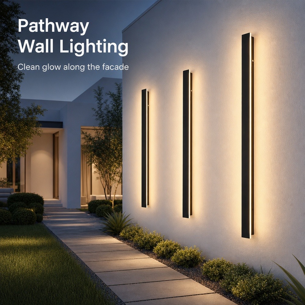 Modern LED Wall Light Outdoor Waterproof IP65 Long Strip Sconce Garden Villa Porch Exterior Wall Mounted Wall Lamp 85-265V