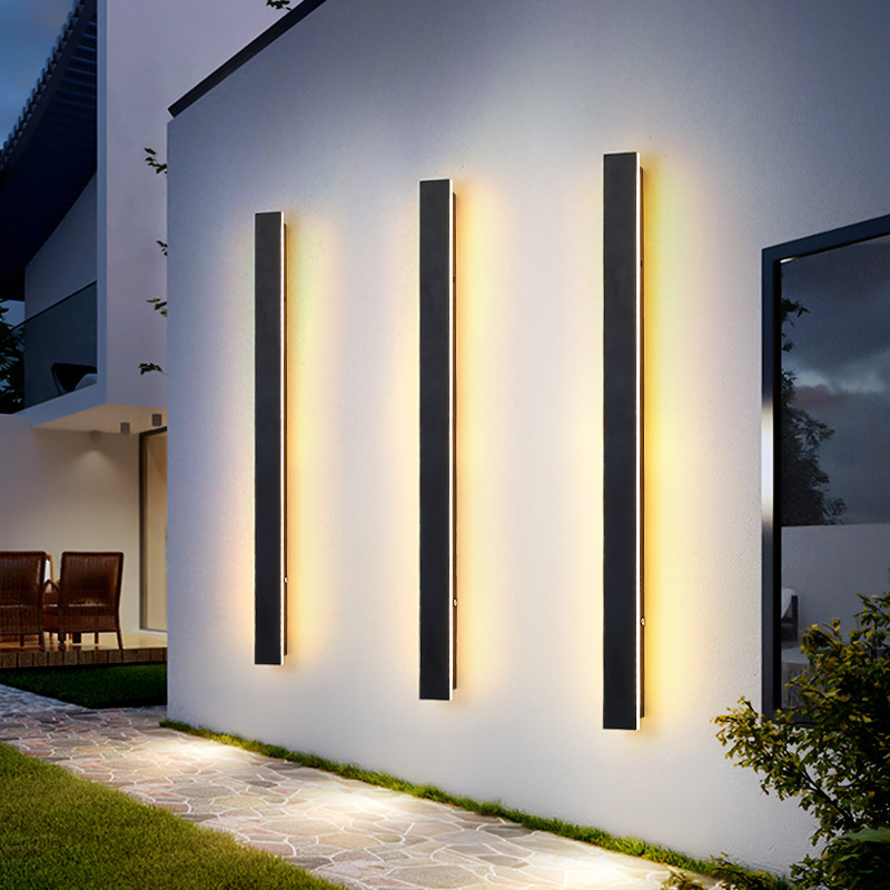 Modern Outdoor LED Linear Wall Lamp Waterproof Long Strip Sconce for Villa Courtyard Garden Exterior Lighting 85-265V