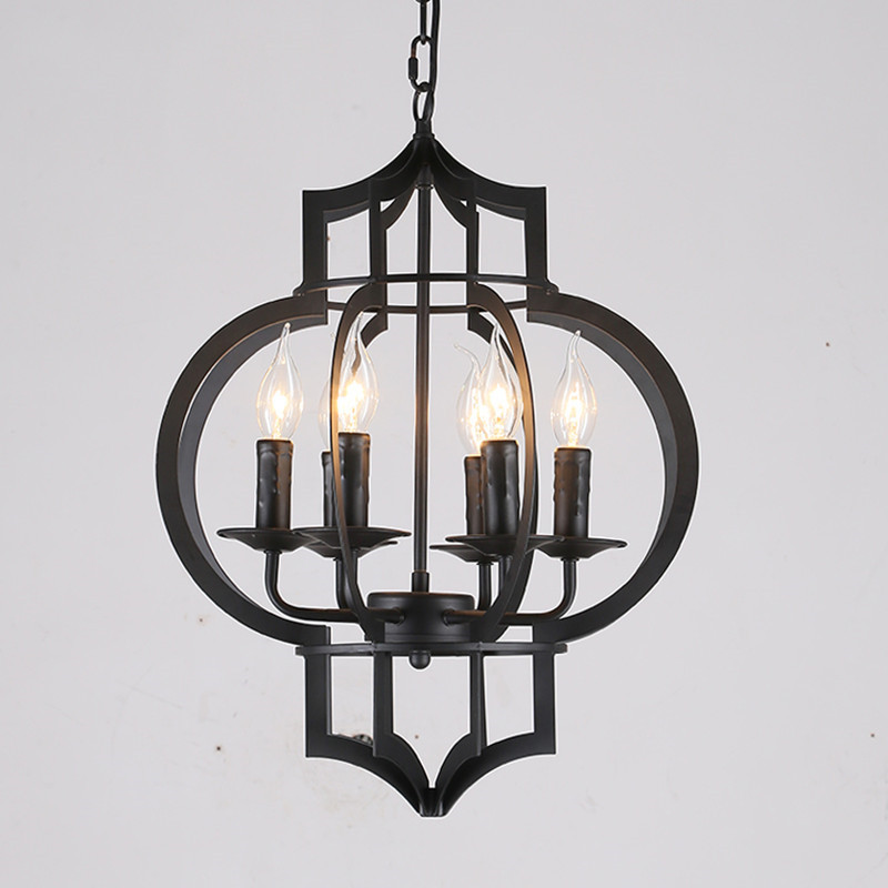 Wholesale Black Wrought Iron Industrial Chandeliers Antique Pendant Light