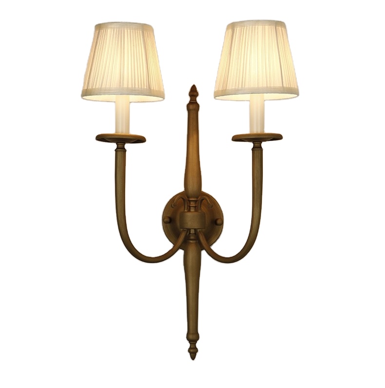 Hotel Project 2 Lights Copper Metal Fabric Wall Lamp