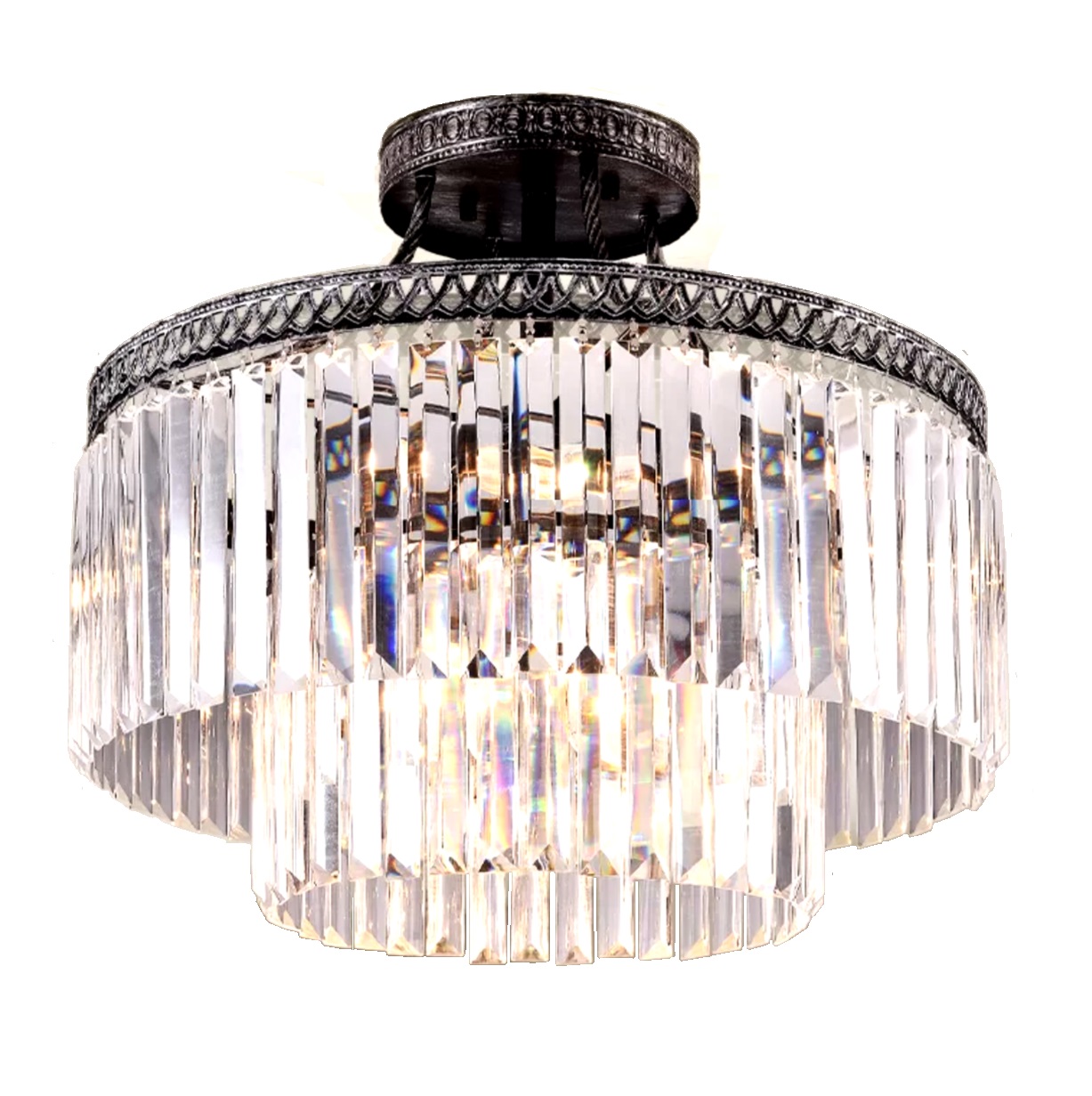 6 - Light 20" Chandelier Style Tiered Semi Flush Mount