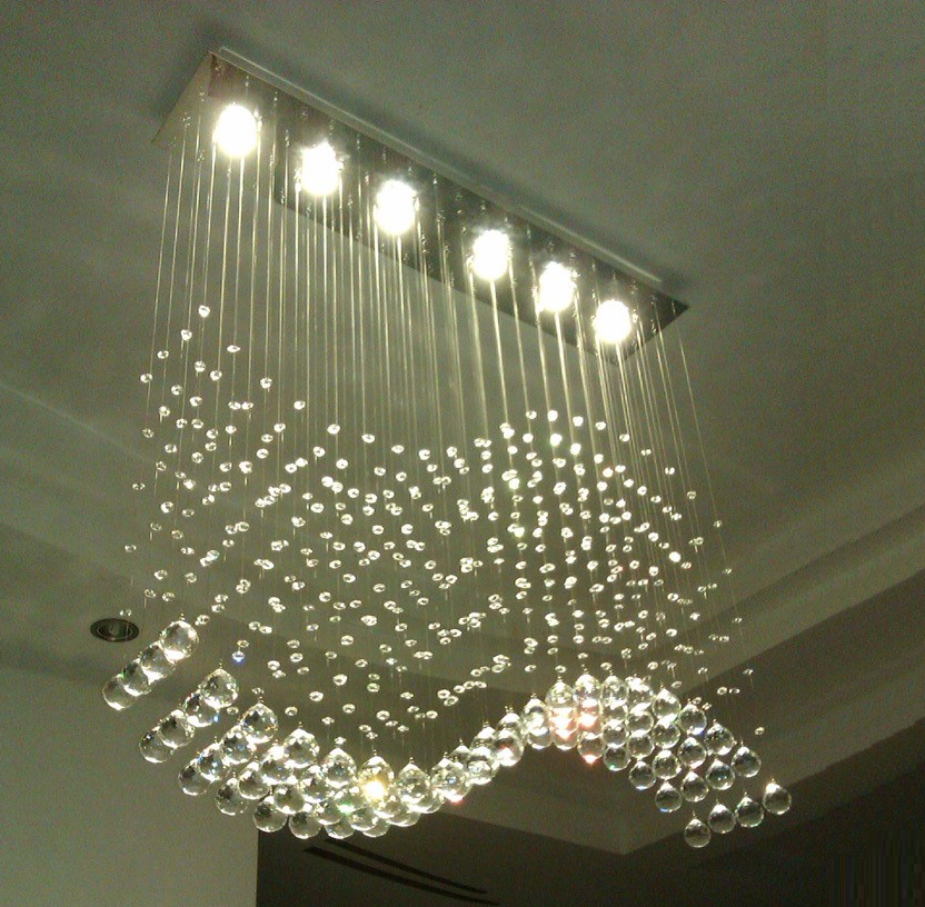 Modern Wave LED Crystal Pendant Light Ceiling Lamp RainDrop Restaurant Chandelier