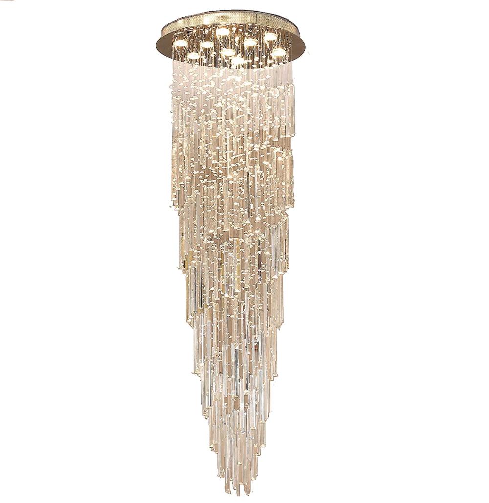 9 GU10 Bulbs Required H71 W24" Modern K9 Crystal Raindrop Chandelier