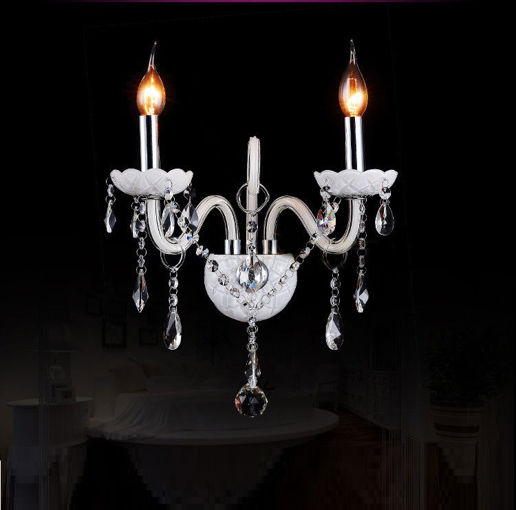 Modern 2 Lights Wall Scone Clear Glass Crystal Candle Wall  Lamp