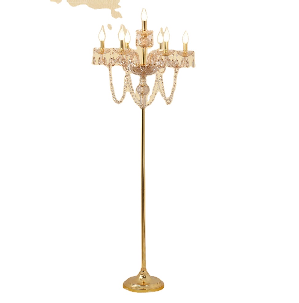 Modern Decoration Iron Indoor Floor Standing Lamps Crystal Chandelier Floor Lamp