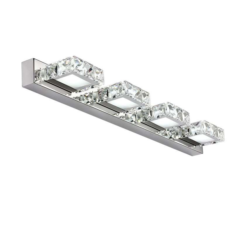 Crystal Modern Bathroom Vanity Light 4 Lights 12W Metal Base IP20 LED Lamps 24.4" Length Clear White Light 90-240V