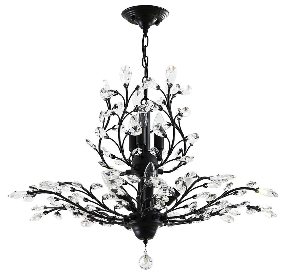 Vintage Crystal Branch Chandeliers Black Ceiling Pendant Light