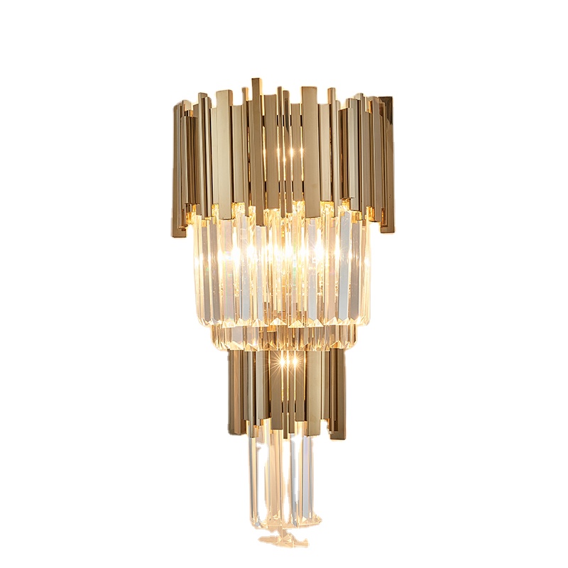 Modern LED Crystal Wall Lamp Metal Bedside Hall Room Golden Wall Lights Fixtures Decoration