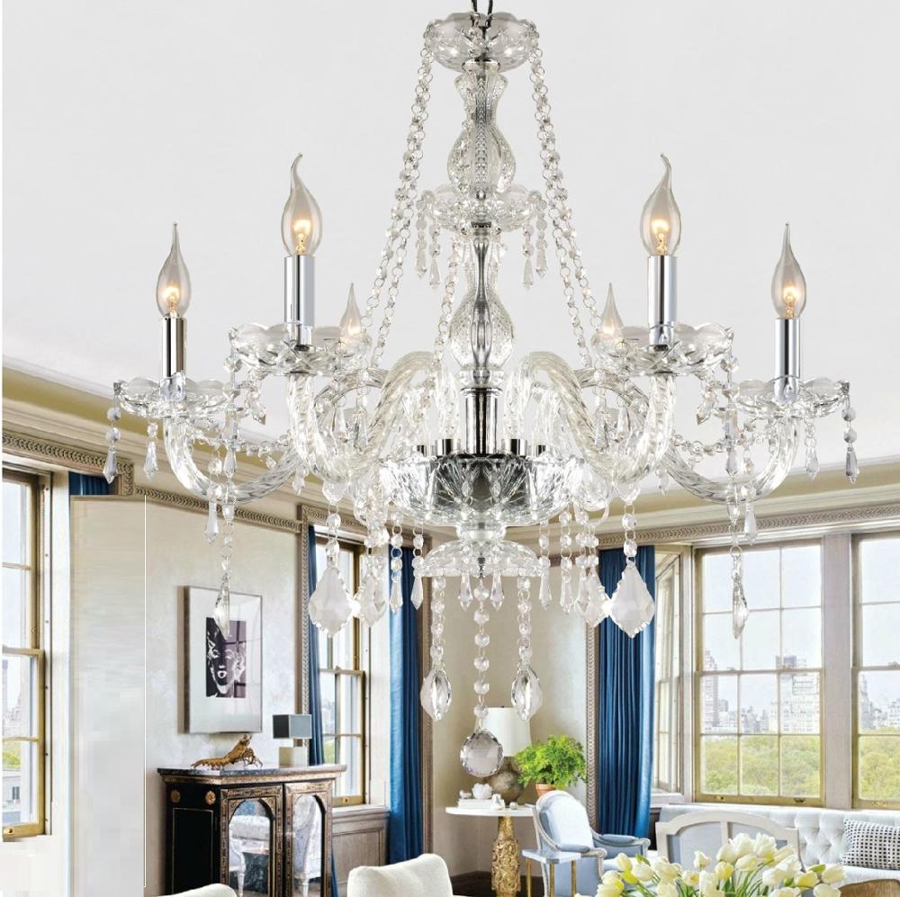 6 Arms E14 LED Candle Bulbs Crystal Chandeliers Lights