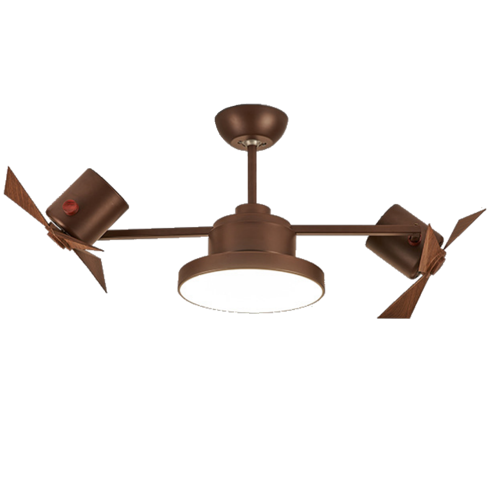 High Quality Hand Craft Nature Wood Blades Double Paddle Ceiling Fan With LED Light
