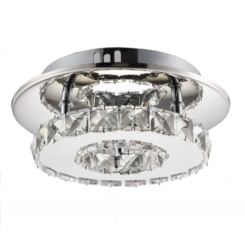 Modern Crystal Chandeliers LED Ceiling Light Stainless Steel Crystal Mini Round Flush Mount Ceiling Lamp for Hallway