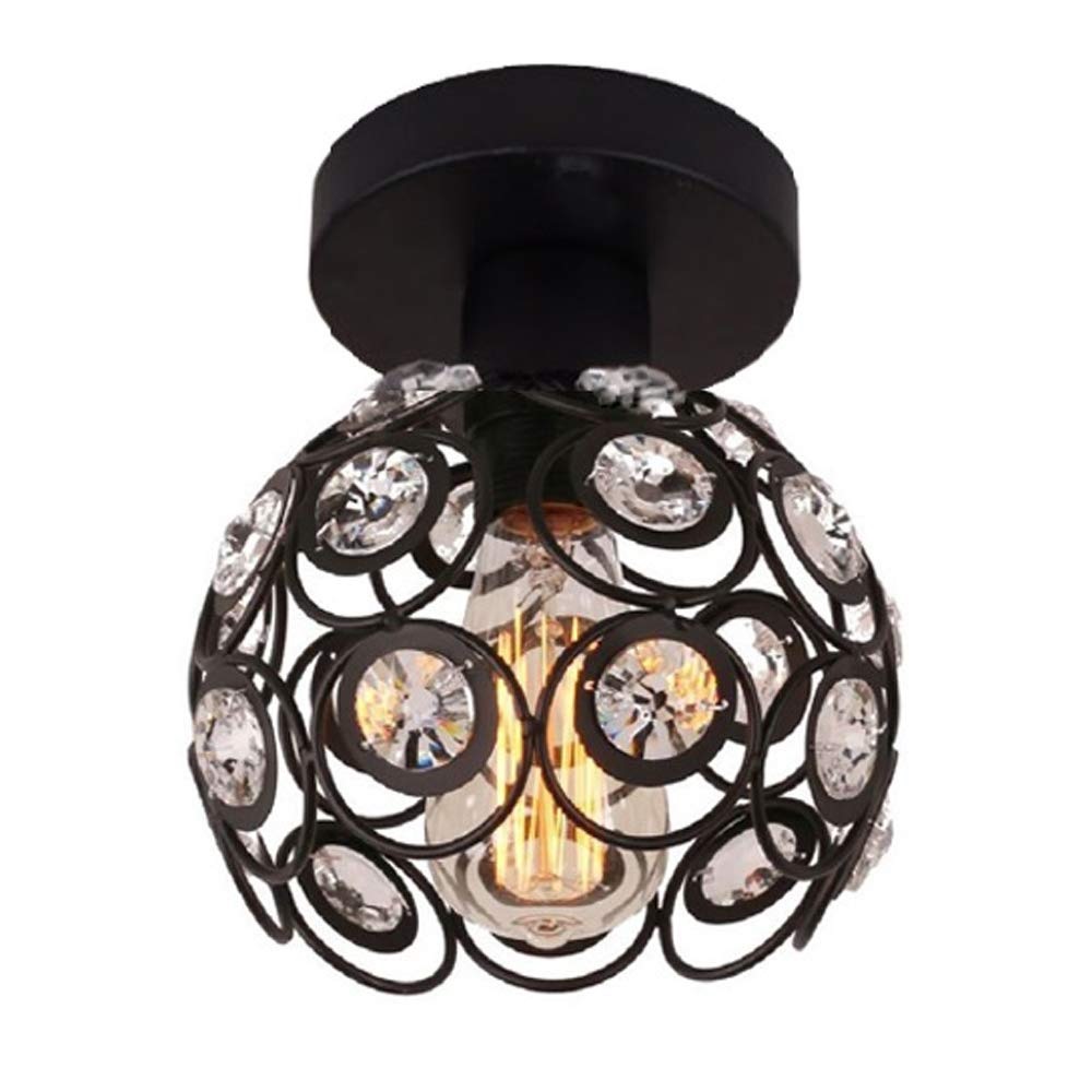1-Light Flush Mount Ceiling Light Crystal Chandelier for Hallway