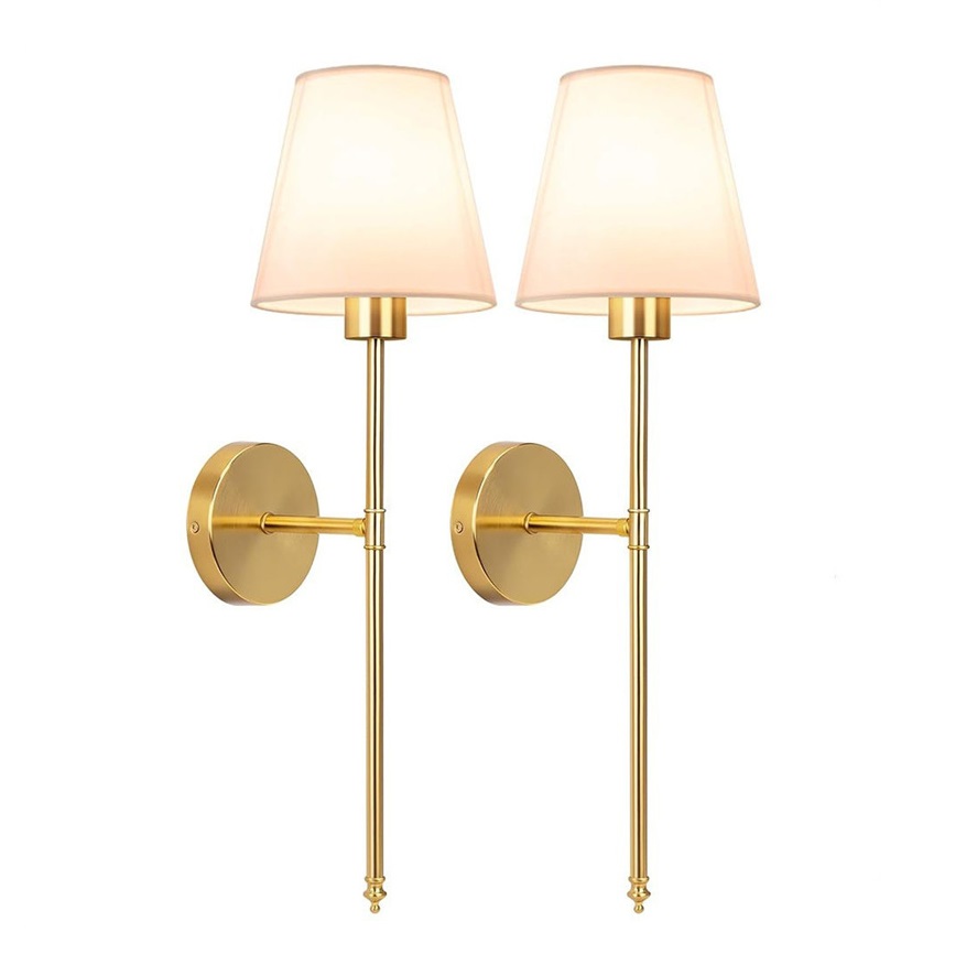 French Warm Brass Drop Ring Plug-in Wall Lamp