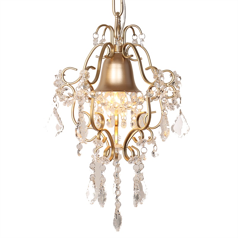 Shinetime Mini Style Crystal Chandelier Pendant Light Golden 1-Light