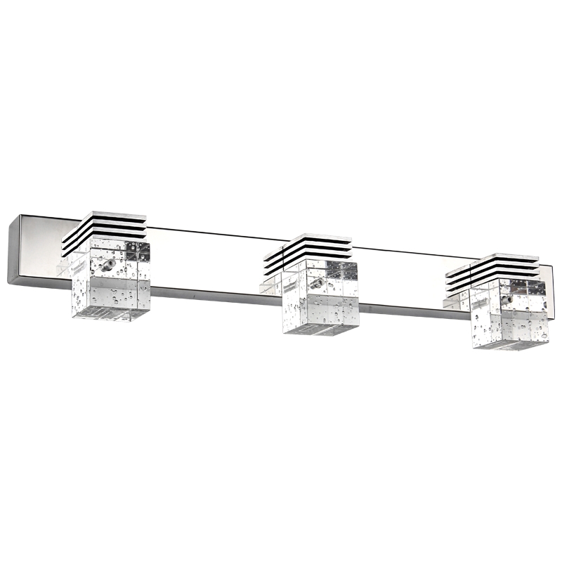 Bathroom Light 3 Lights Modern Glass Stainless Steel Vanity Wall Over Mirror Long LED Dimmable Bathroom Lighting Fixtures