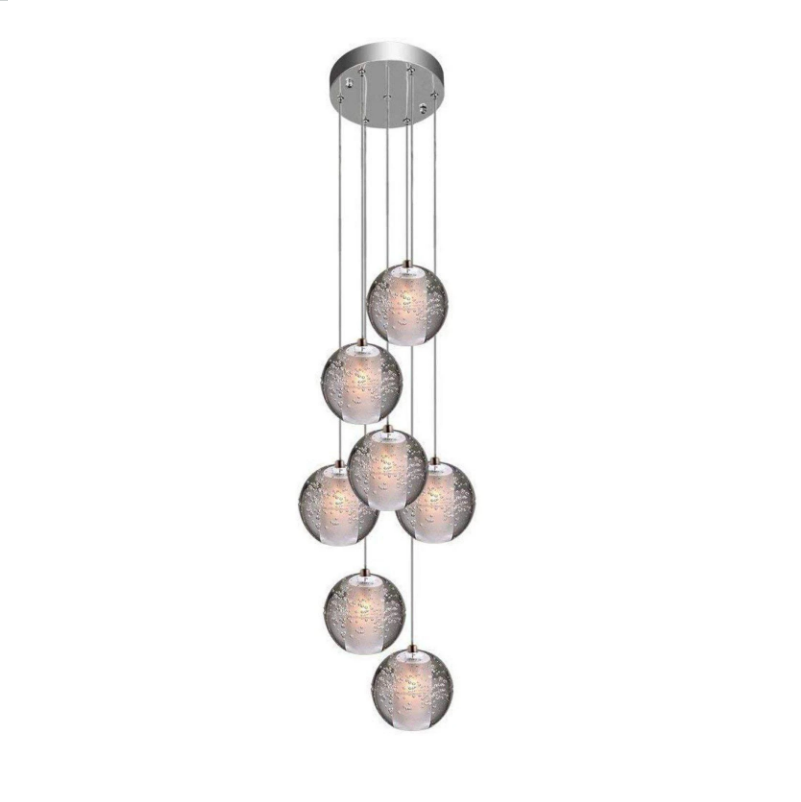 Crystal Chandelier Modern Pendant Light LED Raindrop Ceiling Lamp Crystal Ball Hanging Fixture Lighting 7-Light G4 Staircase